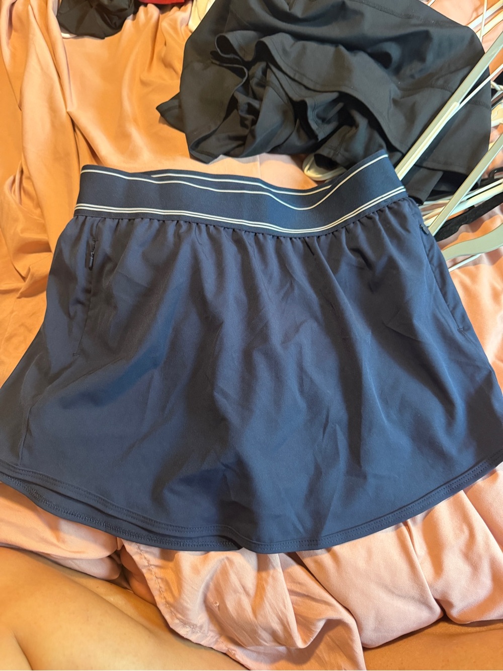 Navy Athletic Skort with Striped Waistband